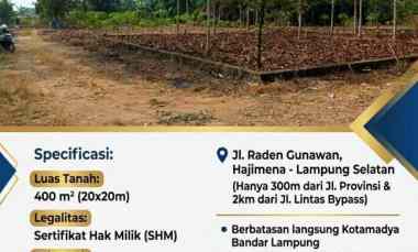 Tanah 400m Siap Bangun di Raden Gunawan, Hajimena
