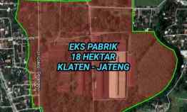 Lahan Eks Pabrik 18 Ha Klaten Jateng 1,6jt/m2