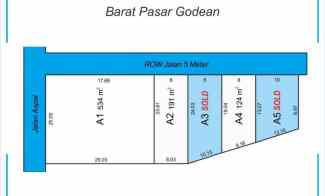 tanah perumahan barat pasar godean luas 124m2