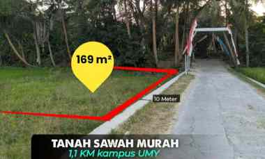 tanah sawah di dekat ring road jogja 1 1 km kampus umy