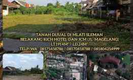 Tanah Dijual di Mlati Sleman.strategis Belakang Rich Hotel Jcm