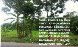 Tanah 4500 M Pinggir jln Raya Tenjo Kab Bogor