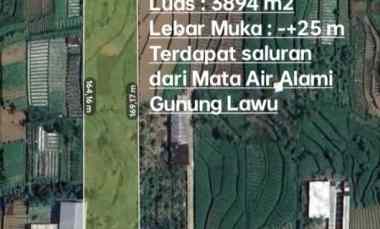tanah untuk pabrik air minum 3894m2 ditawangmangu
